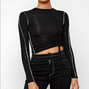 NEW Maniere De Voir Black Overstitch Top